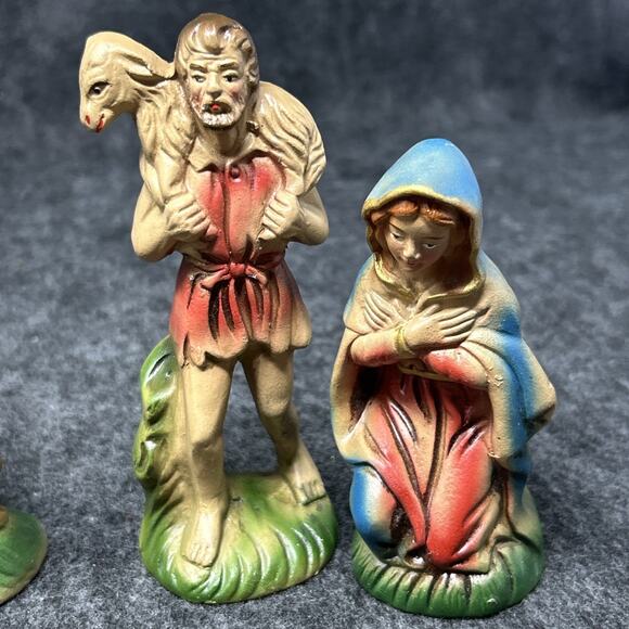 Vintage 11pc Nativity Figurines Made in Japan Old Paper Mache Christmas Set - Picture 15 of 15